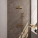 Brauer Gold Carving Thermostatische Regendoucheset Inbouw - Hoofddouche 30 cm - Rechte Wandarm - Met Drukknoppen - Handdouche Staaf - Doucheslang - Geintegreerde Glijstang - Geborsteld Goud