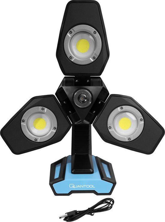 Brüder Mannesmann Q30600 | Zware Quantool LED Werklamp - Krachtige Lithium accu - dimbaar 500-3500 lm - IP54 - 10 jaar garantie - volledig draaibaar