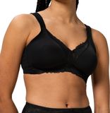 Triumph BH zonder beugel - Modern Lace+ Cotton N - Kanten Katoenen niet voorgevormde bh - Brede zachte bandjes - 85A - Zwart