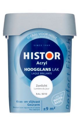 Histor Perfect Finish Lak Acryl Hoogglans 0,75 liter - Zonlicht (Ral 9010)