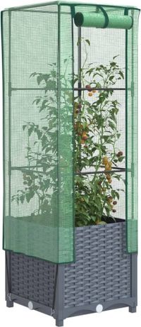 Maison Exclusive - Potager surélevé avec serre intégrée, aspect rotin, 40 x 40 x 139 cm