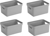 Bellatio Decorations Sunware Opbergbox Sigma - 4 stuks - Kunststof - Grijs - 5 liter