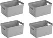 Bellatio Decorations Sunware Opbergbox Sigma - 4 stuks - Kunststof - Grijs - 5 liter