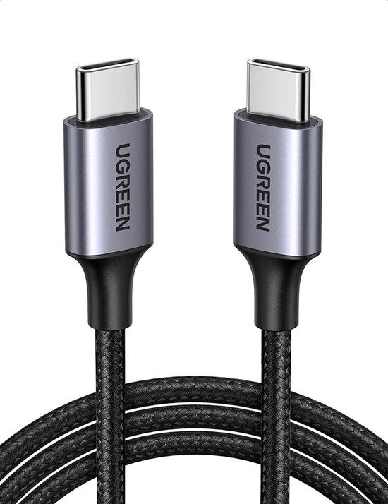 UGREEN Gevlochten USB-C naar USB-C Kabel 60W PD Charge 0,5 Meter Zwart