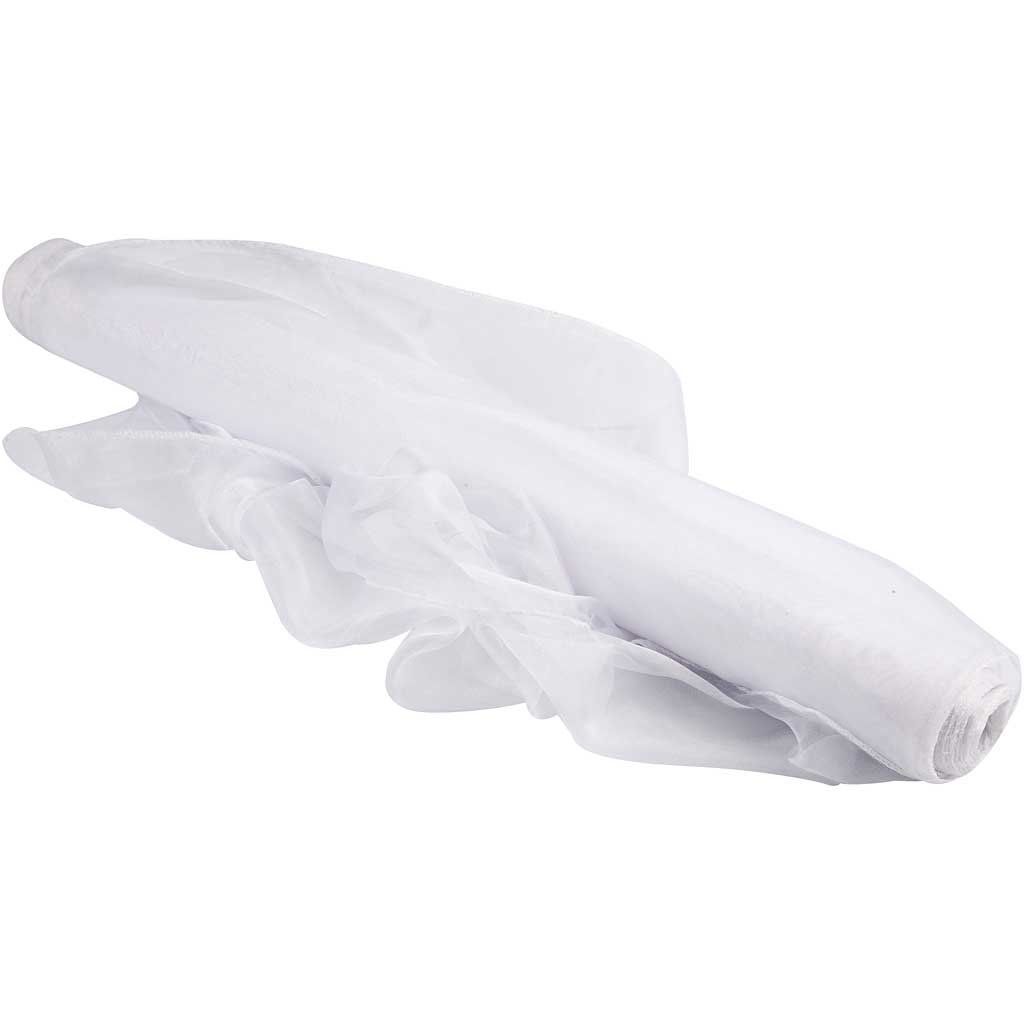 creotime Organza stof - 50 cm breed - Wit - 10 m - Unisex