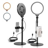 NEEWER Basic R06 Bureaulamp, 17,8 cm (7 inch), 10 W, dimbaar, full-screen met houder en telefoonhouder, ideaal voor iPhone, laptop, vlog streaming videoconferenties, 2 stuks