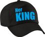 Bellatio Decorations Her King pet / cap zwart met blauwe letters voor heren - Koningsdag - verkleedpet / feestpet