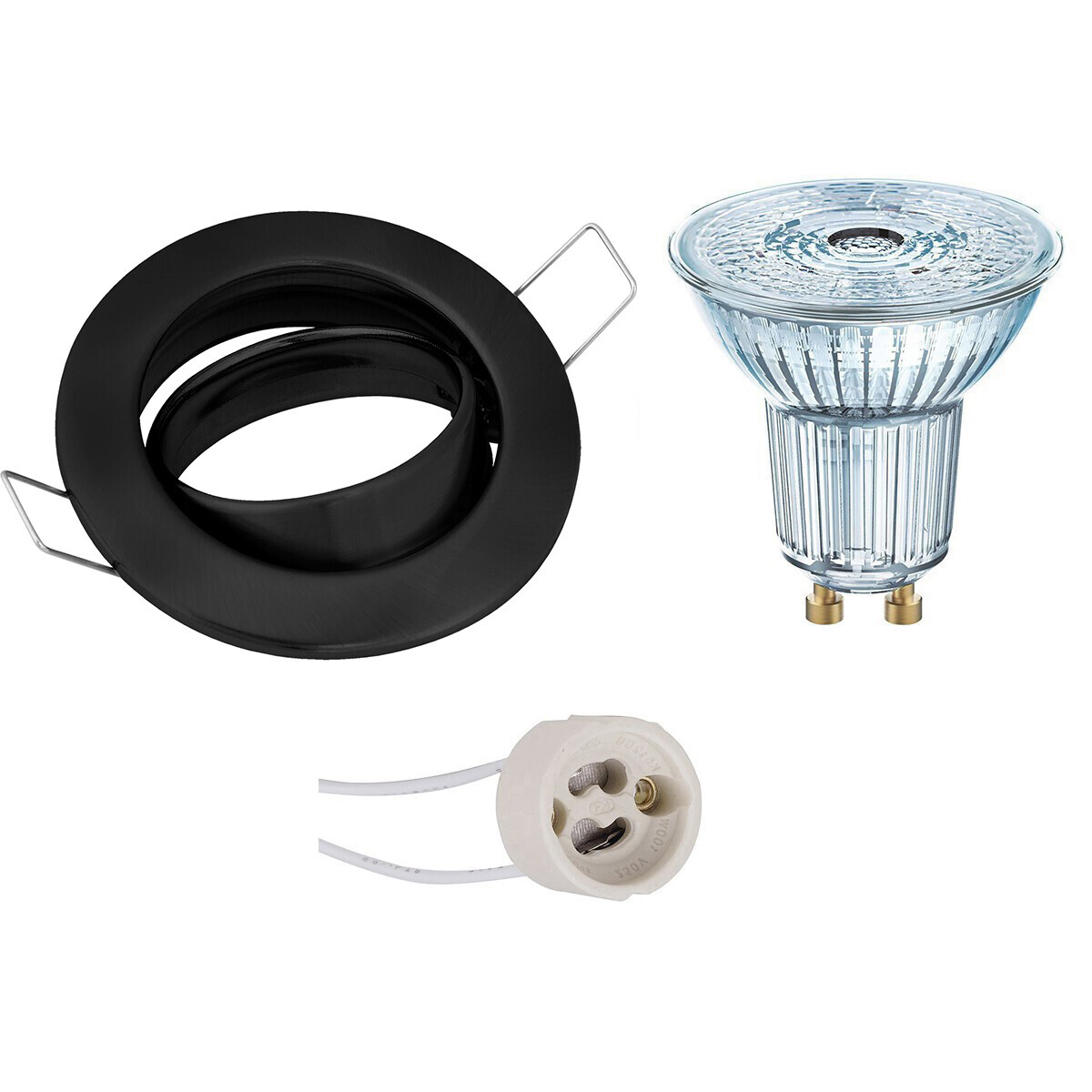 Osram - LED Spot Set - Parathom PAR16 930 36D - GU10 Fitting - Dimbaar - Inbouw Rond - Mat Zwart - 3.7W - Warm Wit 3000K - Kantelbaar Ã˜82mm