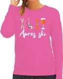 Bellatio Decorations Apres ski sweater dames - Apres ski - roze - wintersport - grappig - skieen/snowboarden XL