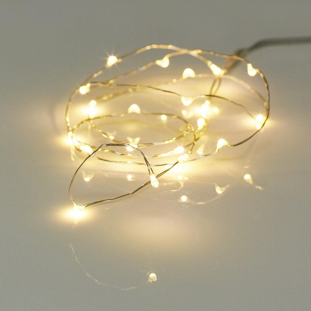 Smartvat Kerstverlichting - Lichtsnoer - Flesverlichting 20 LED Zilverdraad Warm Wit