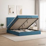 vidaXL Ottoman bed met matras Donkerblauw 140 x 190 cm Fluweel