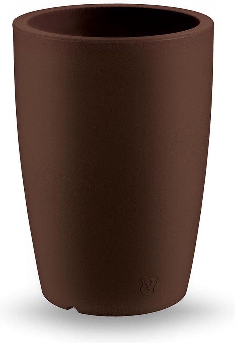 HTT Decorations Bloempot Glenn - Rond - H50 cm - Bruin - Kunststof