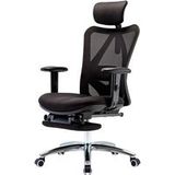 HWC-J86 Bureaustoel, Ergonomisch, Verstelbare Lendensteun, 150kg Belastbaar, Met Voetensteun, Zwart