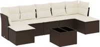vidaXL 8-delige Loungeset met kussens poly rattan bruin