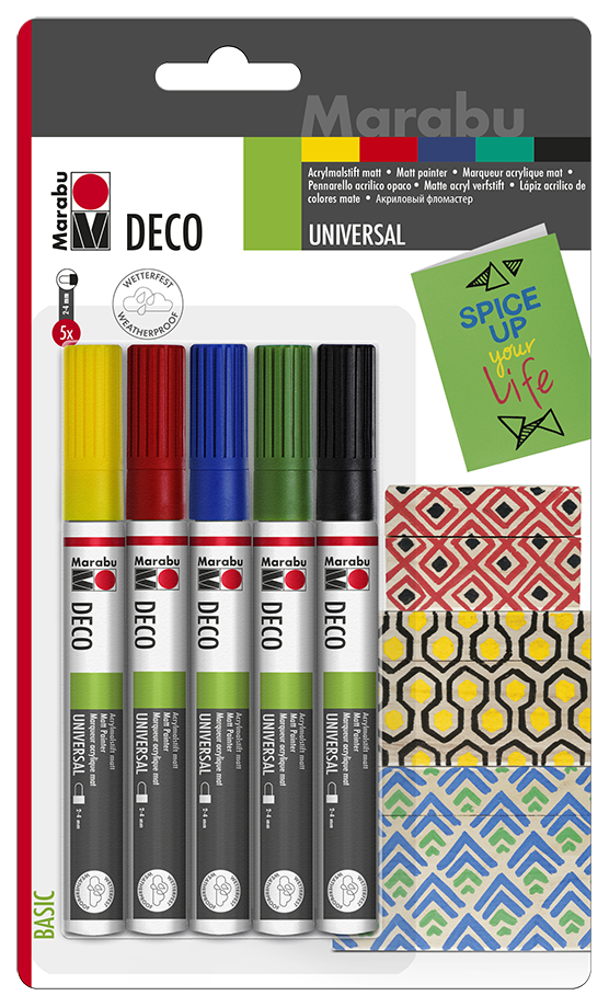 Marabu 0122000000081 - Verf-stiften - Verschillende kleuren - 5 stuks