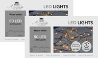 Anna's Collection Kerstverlichting - 2x - warm wit - 375 cm - 50 leds - zwart snoer - batterij