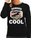 Bellatio Decorations Dieren Paarden sweater zwart dames - horses are serious cool trui - cadeau sweater zwart paard/ paarden liefhebber XXL