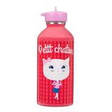 Draeger Paris Roestvrijstalen waterfles voor kinderen - Little kitten - roze