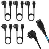 5 stuks netsnoeren 1,80 m voor apparaten CEE 7/7 Schuko naar IEC 320 C13, voor pc, monitor, tv, computerscherm, beamer, huishoudelijke apparaten