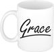 Grace Naam mok - beker - met sierlijke letters - wit