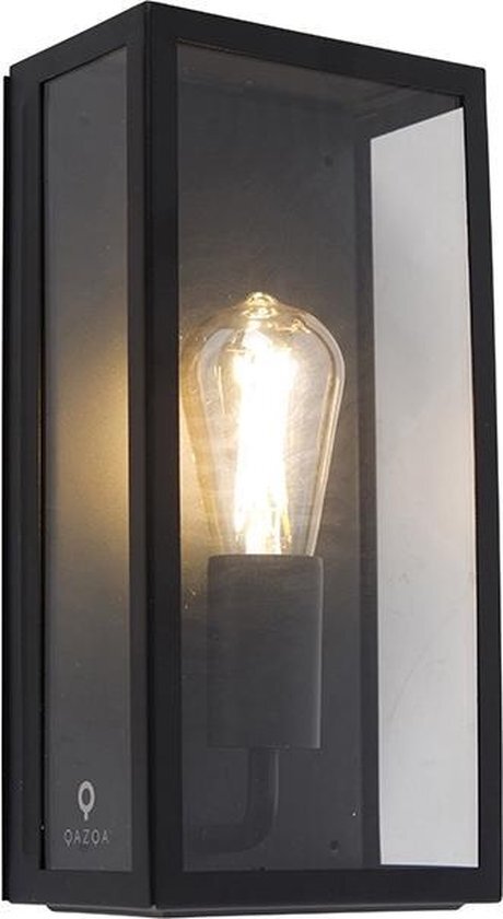 QAZQA Rotterdam - Wandlamp - 1 Lichts - 16 cm - zwart