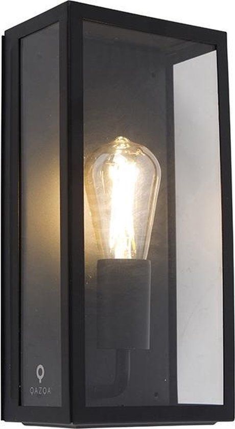 QAZQA Rotterdam - Moderne Zwarte Buiten Wandlamp - 16 cm