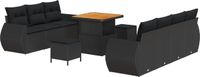 vidaXL - Tuinbank - Set - 10 - st - 7-Aantal - zitplaatsen - Zwart - poly - rattan
