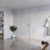 FortiFura Galeria Vrijstaande Inloopdouche - 90x200cm - Helder Glas - Antikalk - 8mm Veiligheidsglas - Geborsteld RVS