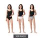 Lot de 3 culottes pour femme – Sous-vêtements confortables en coton avec ceinture élastique et coupe classique 7661900 – Noir, gris et blanc