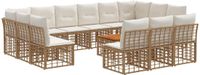 vidaXL Hoek loungeset 13 zitplaatsen Polyester Natuurlijk en crème wit