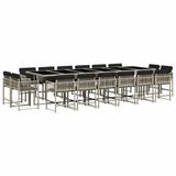vidaXL Ensemble de jardin 17 pièces avec coussins, gris clair, polyrotin