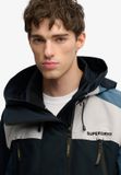 Superdry - Colour Block Windbreaker Jas met Capuchon - Heren - XXXL - Polyester - Waterdicht - Blauw