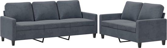 vidaXL 2-delige Loungeset met kussens fluweel donkergrijs