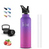 Thermische Waterfles, 750 Ml Waterfles, Bpa-Vrij, Lekvrije Waterfles Met Rietje, Roestvrijstalen Waterfles, Metalen Waterfles, 18/8 Roestvrij Staal, Waterflessen Voor Kantoren, Camping En Reizen
