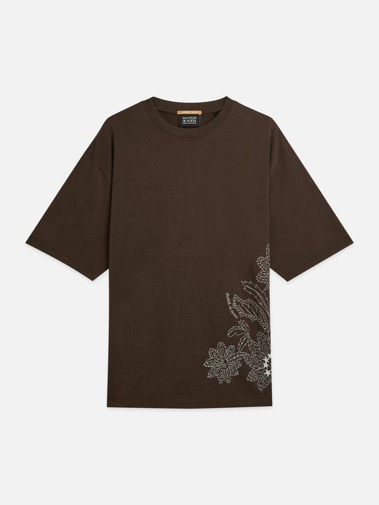 Scotch & Soda T-shirt Heren Katoen Korte Mouw S Donkerbruin