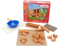 Teifoc® Bouwdoos – Kippenhok Bouwset – 30 onderdelen – Echte mini Bakstenen met Cement, Kom en Troffel – Bouwpakket voor kinderen vanaf 6 jaar