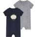 LUPILU Pyjama bébé, court, 2 pièces, en pur coton bio. (Gris/bleu foncé, 50/56)