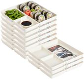 Plasticforte Vakjesborden - 10x stuks - ivoor wit - gourmetbord - 3-vaks - kunststof - 24 x 24 cm