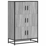 vidaXL Hoge kast 68x35x106,5 cm bewerkt hout en metaal grijs sonoma