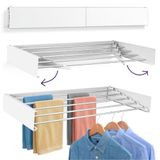Altaudia Uittrekbaar droogrek voor aan de muur, 100 cm, roestvrij, onzichtbaar en opvouwbaar, met 5 aluminium buizen, uittrekbaar van 9,5-50 cm, installatie aan de muur, binnen of buiten, installatie