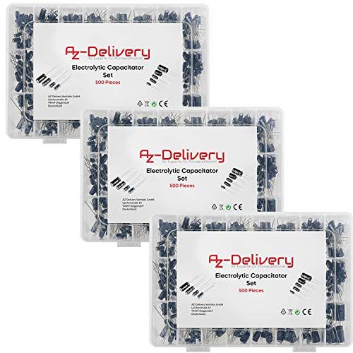 AZ Delivery 3 x 0.1uF - 1000uF, 24 Waarden Aluminium Elektrolytische Condensatoren (500 stuks) compatibel met Arduino inclusief E-Book!