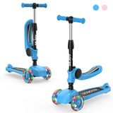 Trottinette enfant - Tricycle - Guidon réglable - Pliable - Siège amovible - Frein - Bleu
