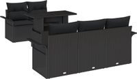 vidaXL Tuinbank Set 6-delig Zwart Poly Rattan