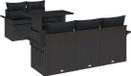 vidaXL Banc de jardin 6 pièces Noir Poly rotin