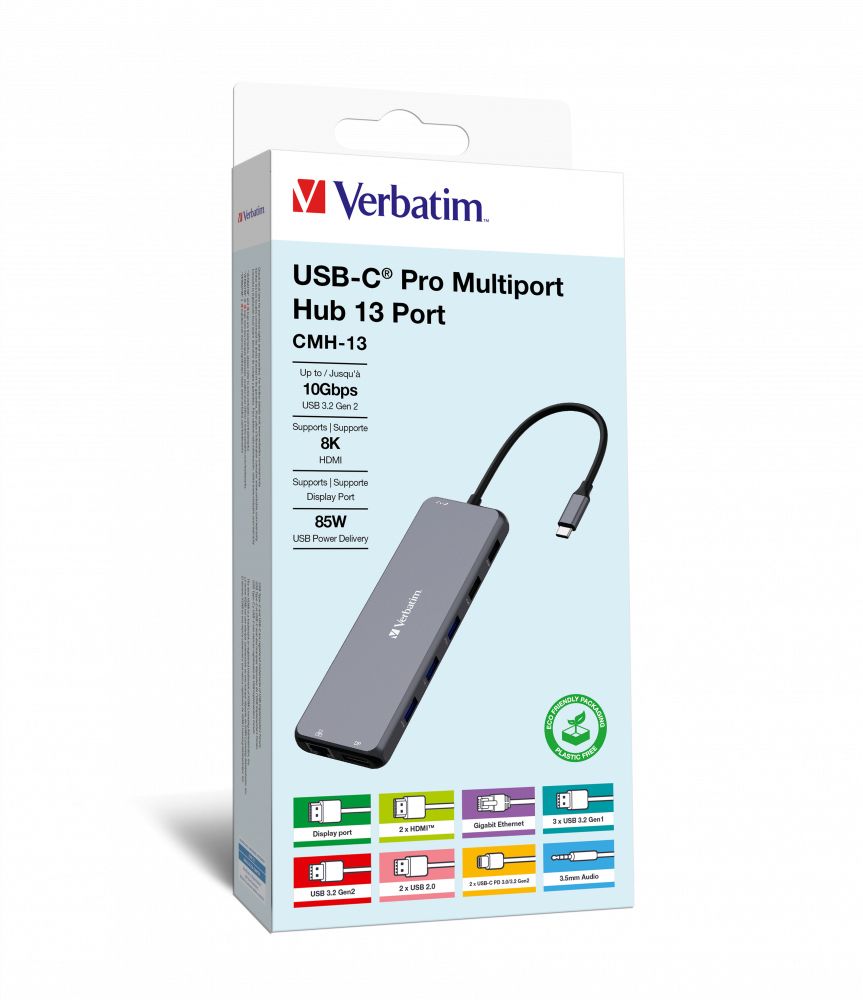 Verbatim USB-C Pro Multiport Hub - 13 Port - Silver
