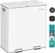 SONGMICS Keukenafvalemmer, 2 x 30 l, 2 vakken, afvalscheidingssysteem, softclose, uitneembare binnenemmers, pedalen, staal, wolkenwit LTB743W02