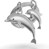 Metalmorphose Sleutelhanger Moeder en Baby Dolfijn Grijs Unisex
