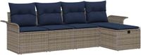 vidaXL - Tuinbank - Set - 5 - st - Poly - rattan - Grijs/ Marineblauw