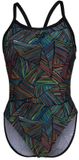 Arena Dames zwempak uit 1 stuk - Polyester - Zwart/Zwart Multi - Maat 32
