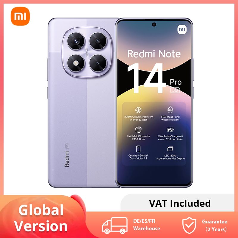 Xiaomi Redmi Note 14 Pro 5G NFC Smartphone - Mediatek Dimensity 7300-Ultra - AMOLED 6.67" 1.5K 120Hz
